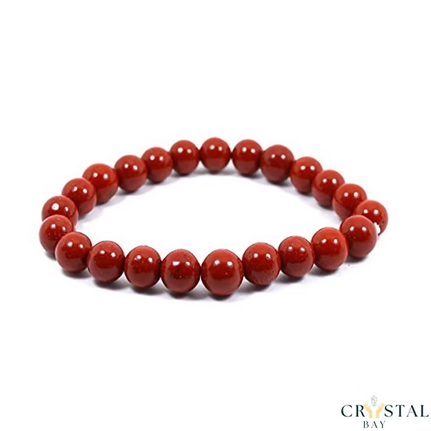 Red Jasper Bracelet – Natural Crystal Healing Energy Beads for Strength, Protection & Stability
